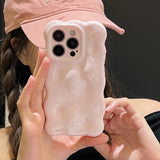 Glossy Light Pink 3D Bubble Texture Shockproof Case For iPhone 16 15 13 12 11 Pro Max 14 Plus Soft TPU Phone Back Cover