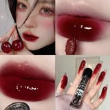 Black Mirror Water Lipgloss Dark Red Moisturizing Lip Glaze Lasting Non-stick Cup Forming a Film That Is Not Easy to Fade Makeup