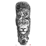 Full-arm Tattoo Stickers With The Crown Of The Virgin Of Jesus And Lion Waterproof Tattoo Stickers