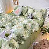 Student Dormitory Three-piece Ins Oil Painting Wind Tulip Quilt Set, Double Yarn, 1.8 Washed Cotton Bed Girl