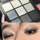 9 Colors Punk Smokey Matte Glitter Eyeshadow Palette Cool Toned Gray Black Eye Pigment Palett Shimmer Eye Shadow Makeup Palette