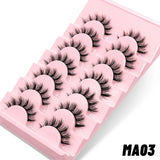 5/10 Pairs Natural False Eyelashes Manga Lashes 3d Faux Mink Lashes Soft Winged Natural Realistic Eyelash Extension