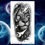 Large Lion Temporary Tattoos For Women Men Tiger Wolf Vampire Forest Flower Crown Compass Fake Tattoo Sticker Arm Body Tatoos