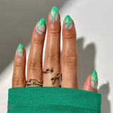 24pcs Summer Goldfish Fake Nails 3D Bubble Press on Nails Multicolored Starfish Almond False Nails Detachable Finished Nail Tips