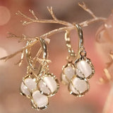 New Trend Simulation Pearl Long Earrings Women's Flower Rhinestone Wedding Pendant Earrings Fashion Korean Jewelry Earrings