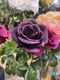 5Pcs High-end Moisturizing Latex Artificial Flowers Rose Real Touch Roses Bridal Bouquet Wedding Decor Home Party Table Floral