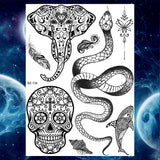Women Girl Big Arm Owl Fake Tattoo Temporary Henna India Tatoo Stickers Custom Mandala Flower Black Turtle Tattoos Lace