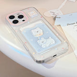 Cartoon Dog Cute Puppy Wallet Card Holder Slot Case for IPhone 11 12 13 14 15 16 Pro Max XS X XR 7 8 Plus TPU Clear Back Cover