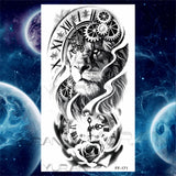 Large Lion Temporary Tattoos For Women Men Tiger Wolf Vampire Forest Flower Crown Compass Fake Tattoo Sticker Arm Body Tatoos