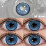 Prescription Contact Lenses Myopia Lenses with Diopters Green Pupils Color Contact Lenses for Eyes Blue Lens 1 Pair/2pcs