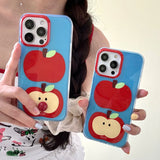 Korea Lovely Apple Funny DIY Red Nose Transparent Blue Soft Mobile Phone Protective Cover Case for iPhone 16 15 14 13 12 Pro Max