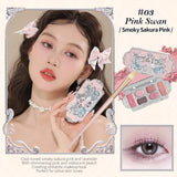 Flower Knows Swan Ballet Eyeshadow Palette Matte Fine Shimmer Pearl Face Palette 6 Colour Glitter Eye Shadow