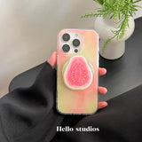 Korean Cute Guava Magnetic Grip Tok Griptok Phone Stand Holder Phone Case for IPhone 16 15 Pro 14 13 Pro Max Magsafe Tok Cover