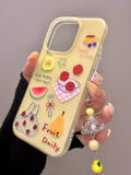 Korean Cute Summer Fruit Watermelon Pear Pattern Phone Case for Iphone 15 16 14 13 Pro Max 16pro 15pro 14 Cover Women Girl Case