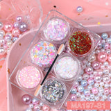 6 jars/set Eyeshadow Glitter Gel Cream Face Hair Body Nail Glitter Gel Heart Star Moon Loose Sequins Festival Makeup Decorations