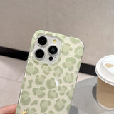 Cute Pink Leopard Print Phone Case for IPhone 16 15 14 Pro Max 13 16Pro 15Pro 14Pro Green Leopard Stylish Lovely Soft Cover Case