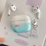 Korea lovely transparent gradient goldfish koi soft earphone case for airpods 4 pro 2 3nd protection cover coque cute pendant