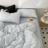 Blue Strip Duvet Cover Twin Full Queen 4Pcs Vertical Striped Microfiber Soft and Lightweight Comforter Cover Sheet Pillowcases