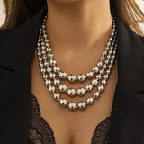 Multi-Layer White Imitation Pearl Necklace Bead  Chain Punk Ladies Wedding Short Clavicle Necklac Girl Charm Banquet Jewelry