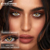 EYESHARE 1Pair Myopia Lenses Colored Contact Lenses Eyes with Degree Lenses Brown Contacts Gray Pupils Yearly Nature Soft Lens