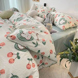 Student Dormitory Three-piece Ins Oil Painting Wind Tulip Quilt Set, Double Yarn, 1.8 Washed Cotton Bed Girl