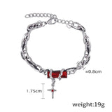 Retro Black Zircon Star Bracelet for Women Men Gifts Trend Titanium Steel Chain Unisex Goth Jewelry New Couple Accessories
