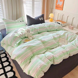 Dopamine Big Eyes Washed Cotton 4-piece Ins Wind Winter Thickened Bed Sheet and Quilt Set Single Dormitory 3-4-piece Set