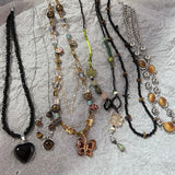 Melard Style Retro Beaded Butterfly Pendant Necklace for Women Colored Beads Bilayer Clavicle Sweater Chain Chokers Fine Jewelry
