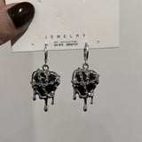 Y2K Goth Liquid Heart Star Pendant Earrings Women Zircon Love Dangle Earring Gothic Irregular Tassel Earrings