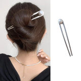 Simple Imitation Pearl Hair Sticks Elegant U-Shape Metal Hairpins For Women Girls Fashion Bun Styling Tools Hair Accessories