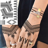 Women Girl Big Arm Owl Fake Tattoo Temporary Henna India Tatoo Stickers Custom Mandala Flower Black Turtle Tattoos Lace
