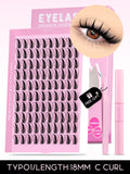 DIY Lash Kit 10-18mm Manga Lashes Mixed Tray Lash Clusters Individual Eyelashes Kit with Lash Bond DIY Lashes