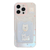 Cartoon Dog Cute Puppy Wallet Card Holder Slot Case for IPhone 11 12 13 14 15 16 Pro Max XS X XR 7 8 Plus TPU Clear Back Cover