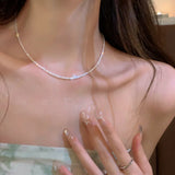 Popular Silver Colour Sparkling Clavicle Chain Choker Necklace Collar For Women Fine Jewelry Wedding Party Birthday Gifts