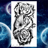 Large Lion Temporary Tattoos For Women Men Tiger Wolf Vampire Forest Flower Crown Compass Fake Tattoo Sticker Arm Body Tatoos