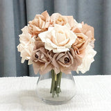 Moisturizing 5Head Rose Flower Bouquet Latex Real Touch Artificial Flowers Wedding Bridal Bouquet Birthday Party Home Decor Rose