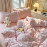 New Lattice Duvet Cover Set with Sheet Pillowcases No Filling Warm Bed Linen Twin Full Queen Size Grid Home Bedding Set