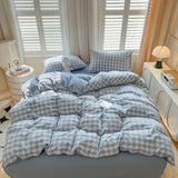 New Lattice Duvet Cover Set with Sheet Pillowcases No Filling Warm Bed Linen Twin Full Queen Size Grid Home Bedding Set