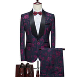 Spring Autumn New Men's Casual Business Boutique Suit Three Piece Set / Men's Coat Jacket Pants Vest Trousers Waistcoat