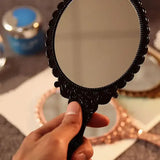 Vintage Carved Handheld Vanity Mirror Makeup SPA Salon Hand Handle Cosmetic Compact for Women
