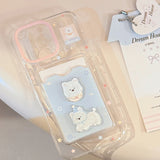 Cartoon Dog Cute Puppy Wallet Card Holder Slot Case for IPhone 11 12 13 14 15 16 Pro Max XS X XR 7 8 Plus TPU Clear Back Cover