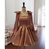 French Elegant Retro Lace-up Bow Straps Sleeveless High Waist Slim A-line Birthday Banquet Evening Short Dress For Women Summer