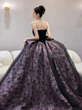 Elegant Black Prom Dress A-line Strapless Sleeveless Off The Shoulder Floor-Length Red Carpet Evening Party Cocktail Gown