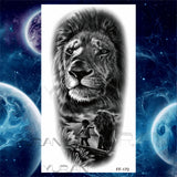 Large Lion Temporary Tattoos For Women Men Tiger Wolf Vampire Forest Flower Crown Compass Fake Tattoo Sticker Arm Body Tatoos
