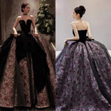 Elegant Black Prom Dress A-line Strapless Sleeveless Off The Shoulder Floor-Length Red Carpet Evening Party Cocktail Gown