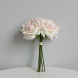 5Heads Curled Edge Rose Bouquet Real Touch Artificial Flowers Rose Wedding Bridal Bouquet Party Festival Home Decor Fake Flowers