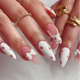 24pcs Summer Goldfish Fake Nails 3D Bubble Press on Nails Multicolored Starfish Almond False Nails Detachable Finished Nail Tips