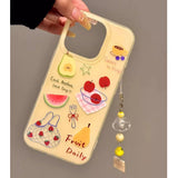 Korean Cute Summer Fruit Watermelon Pear Pattern Phone Case for Iphone 15 16 14 13 Pro Max 16pro 15pro 14 Cover Women Girl Case