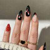 24pcs Summer Goldfish Fake Nails 3D Bubble Press on Nails Multicolored Starfish Almond False Nails Detachable Finished Nail Tips