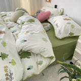 Student Dormitory Three-piece Ins Oil Painting Wind Tulip Quilt Set, Double Yarn, 1.8 Washed Cotton Bed Girl